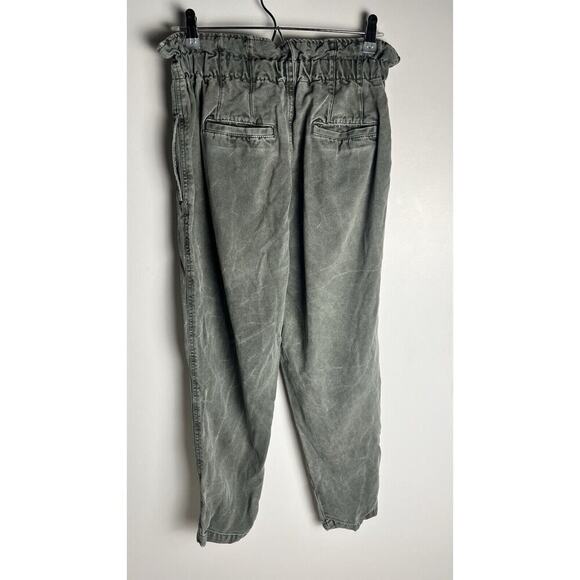 Free People Margate Sz XS Pleated Paper Bag Baggy High Waisted Trousers Green - Picture 4 of 12